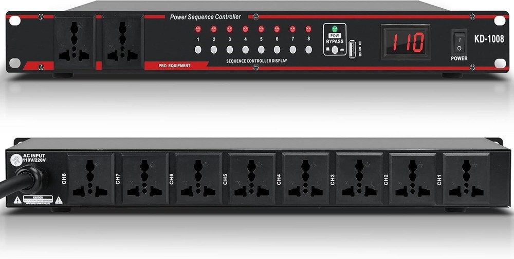 QST 10-Outlet Rack-Mountable AC Power Sequencer Conditioner (1008)USB,Surge Prot