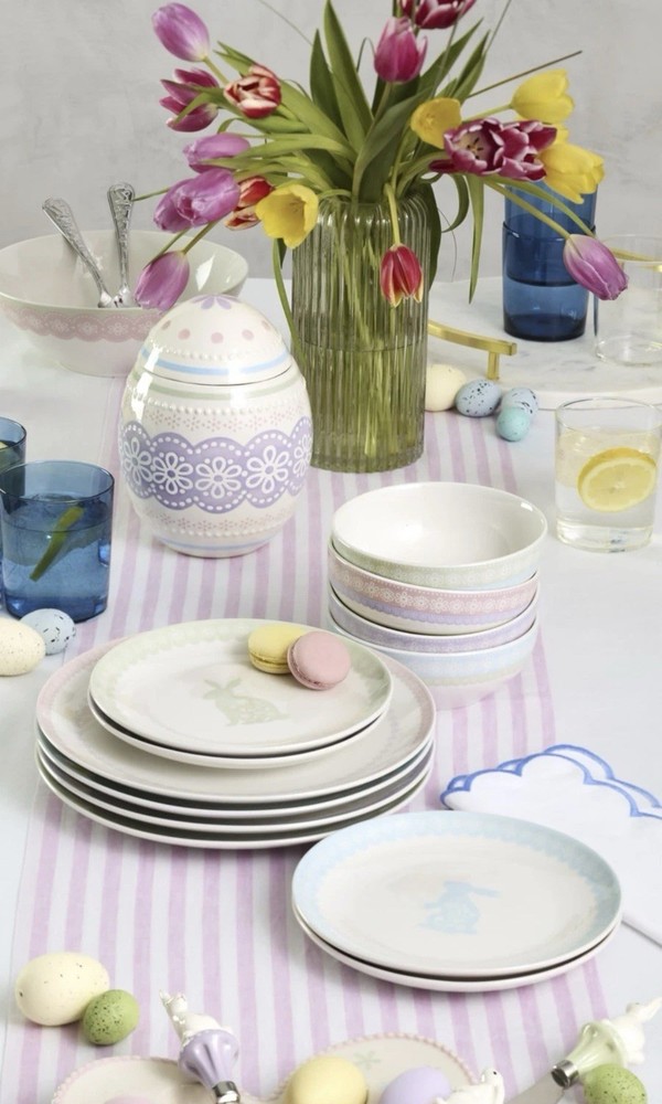 Oneida Easter Bunny Serving Tray Porcelain Platter 13" Spring Decor