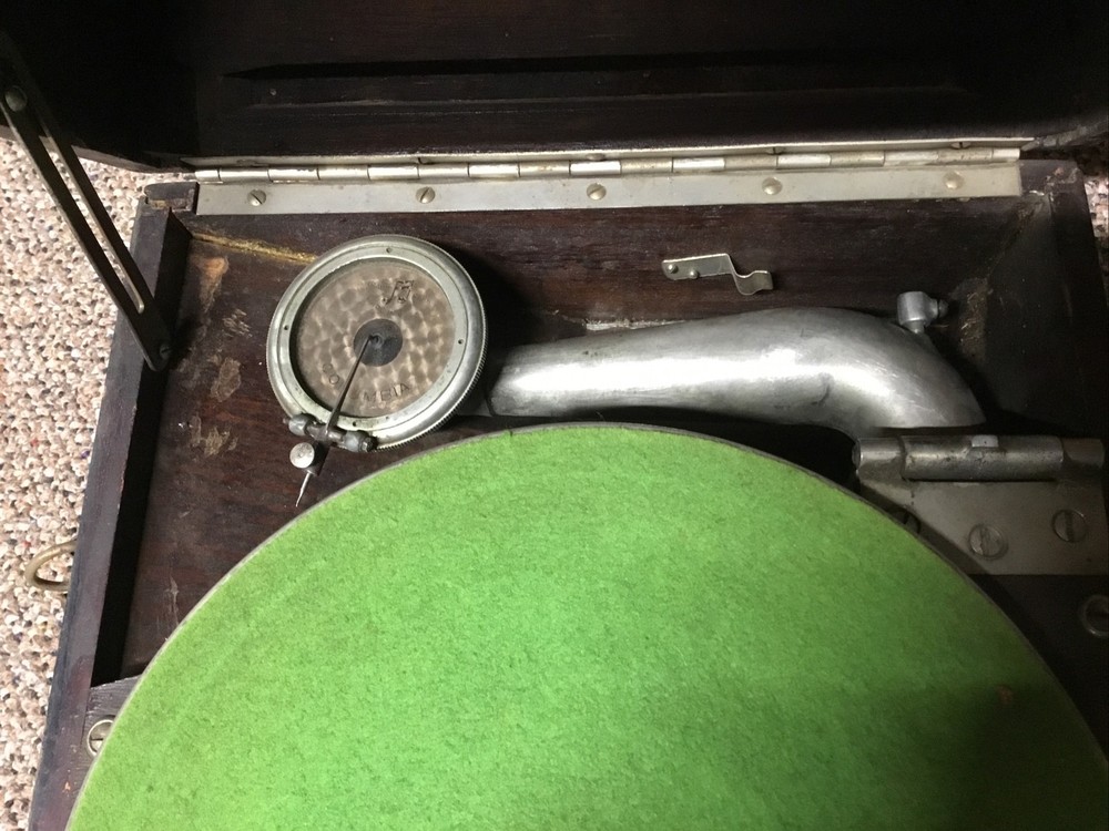 Antique CAMP PHONE Talking Machine Portable Record Player No Crank Untested