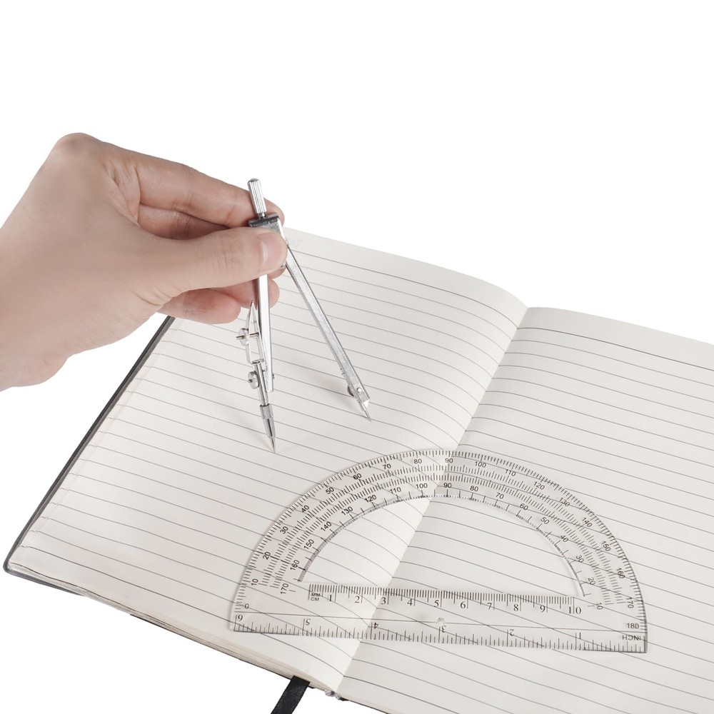 Protractor and Compass Set, Protractor, Silver