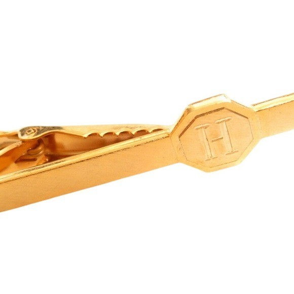Monogram H Initial Letter Gold Plated Tie Clip