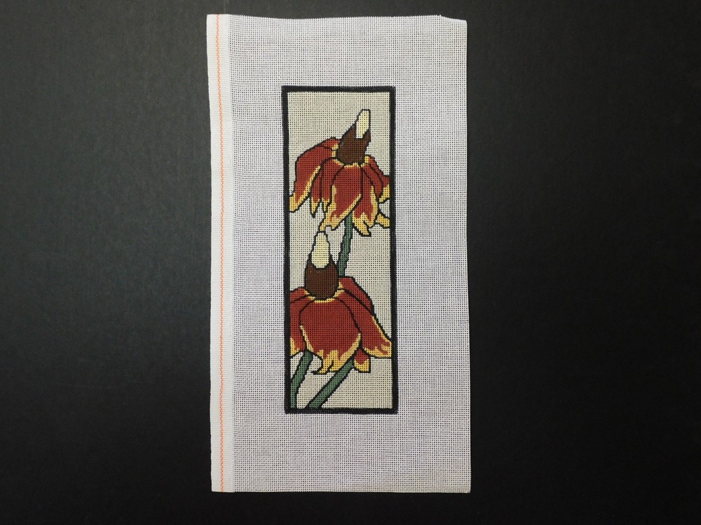 Stylized Flowers by Unknown Designer (CT6) Stitch Painted Needlepoint