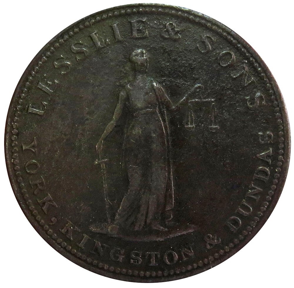 1828 CANADA 1/2 PENNY UPPER CANADA LESSLIE & SONS PROSPERITY TOKEN UC-2A5