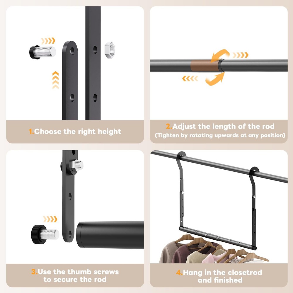 Wardrobe Rod Extender Adjustable Width and Height Wardrobe Hanging Organizer ...