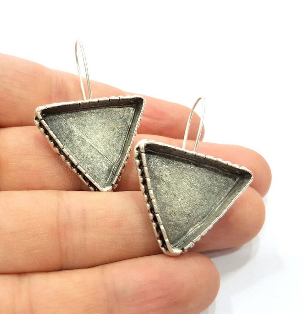 Earring Blank Base Settings Silver Resin Cabochon Base inlay Mountings  G15362