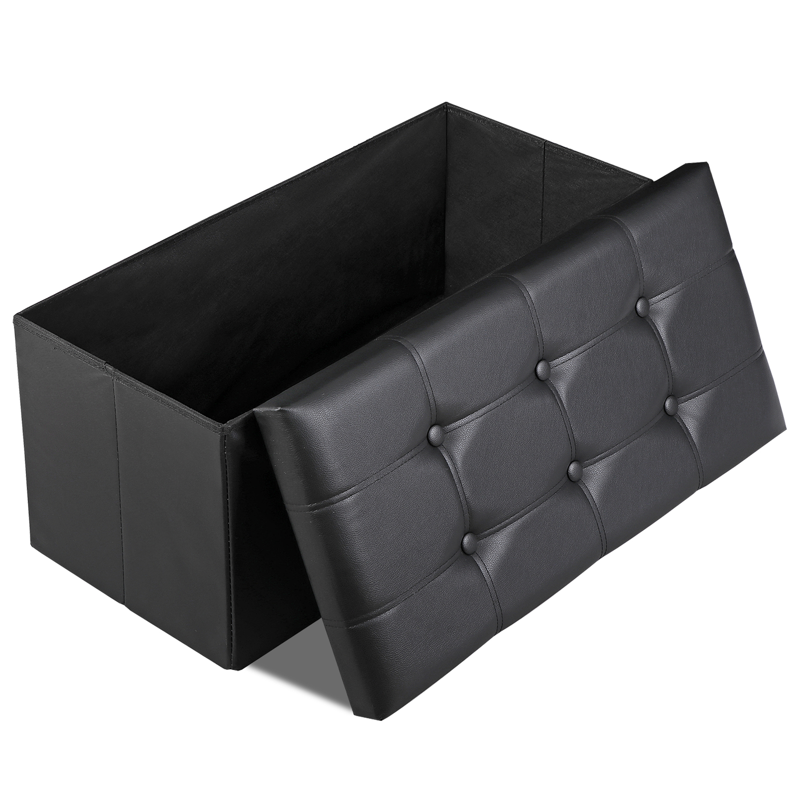 30 inches Folding Storage Ottoman 80L Storage Bench for Bedroom Hallway Black