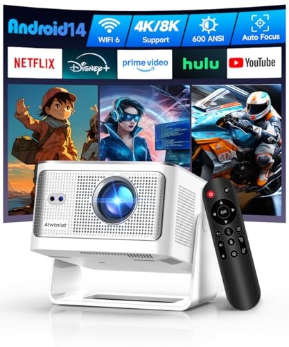 Mini Projector with Wifi6 and Bluetooth5.4, Smart Portable Projector 4K Silver