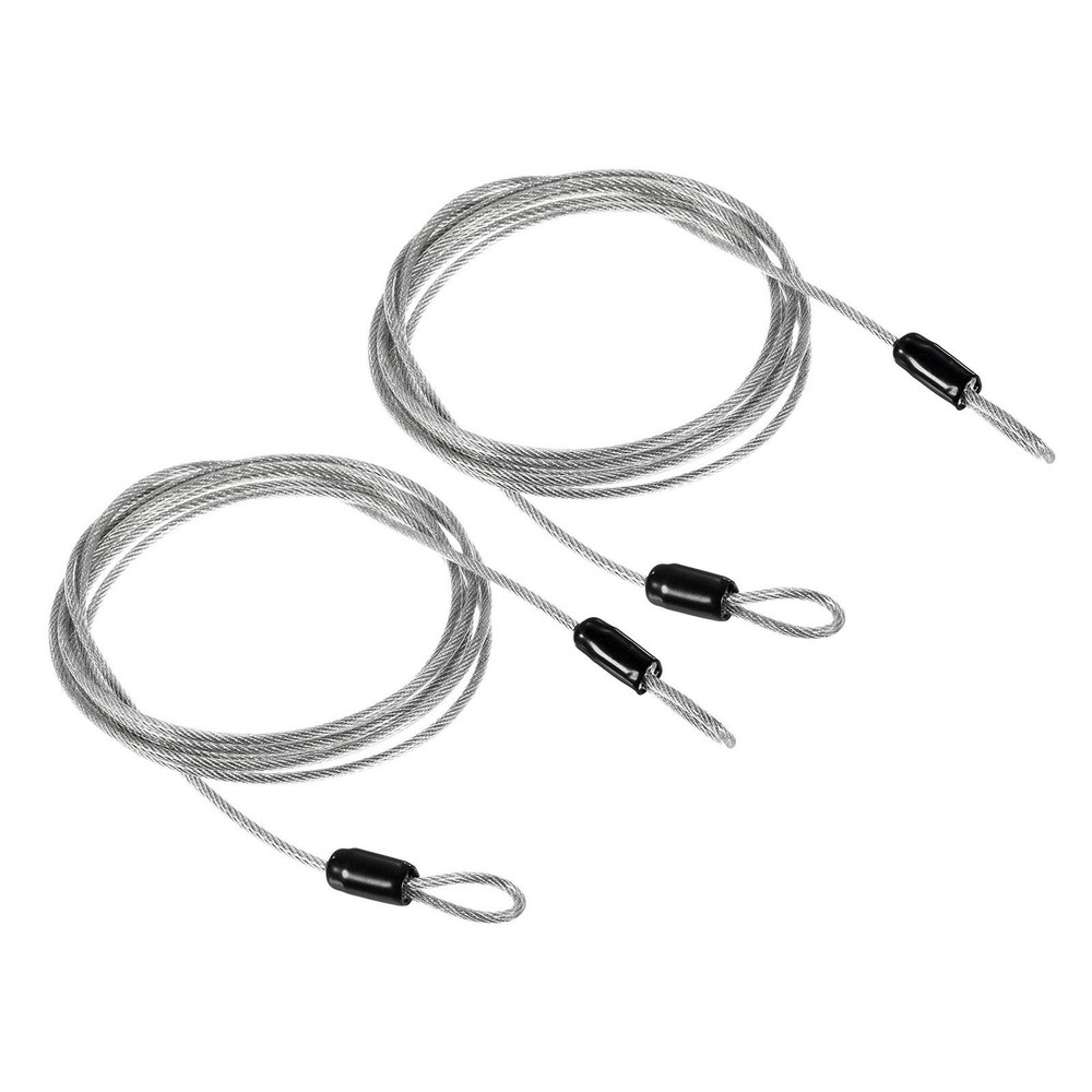 Security Steel Cable 2.5mmx2m Coated Luggage Lock Rope w Loop Transparent 2Pcs