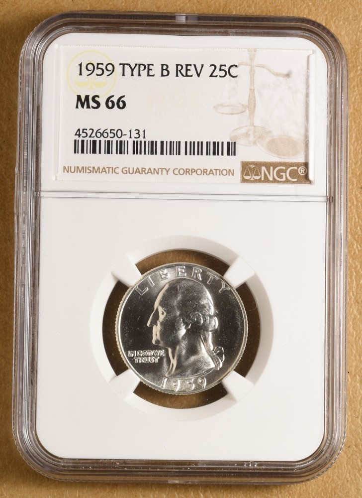 1959 Washington Silver Quarter 'Type B Reverse' NGC MS66