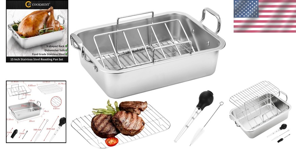 Mirror Satin Finish Roasting Pan - 20lb Capacity