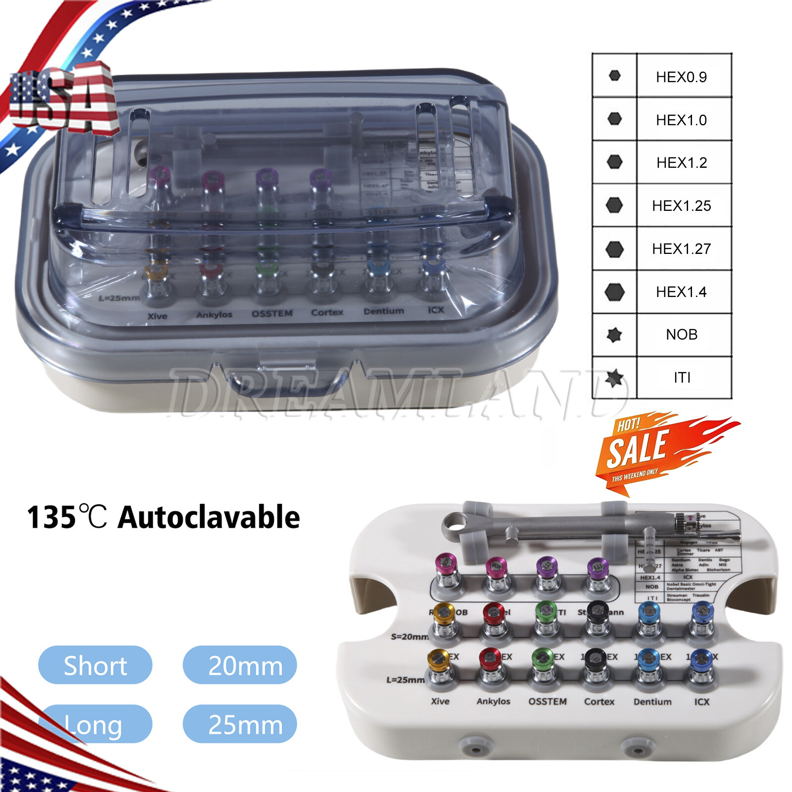 Dental Universal Implant Prosthetic Kit Torque Wrench Screw Drivers Remover USA