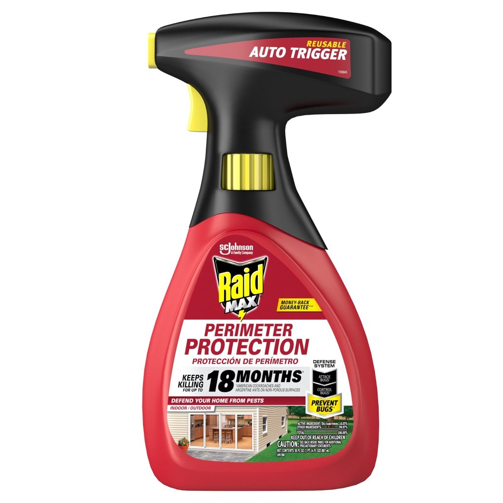3 Pack Raid MAX Perimeter Protection Kills Bugs Auto Trigger 30 oz Each