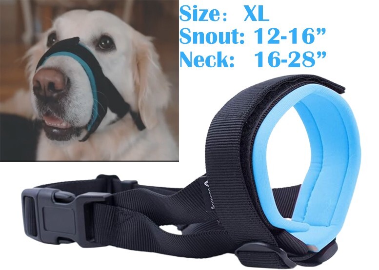 Gentle Muzzle Guard for Dogs-Prevents Biting and Unwanted Chewing Safely XL Blue