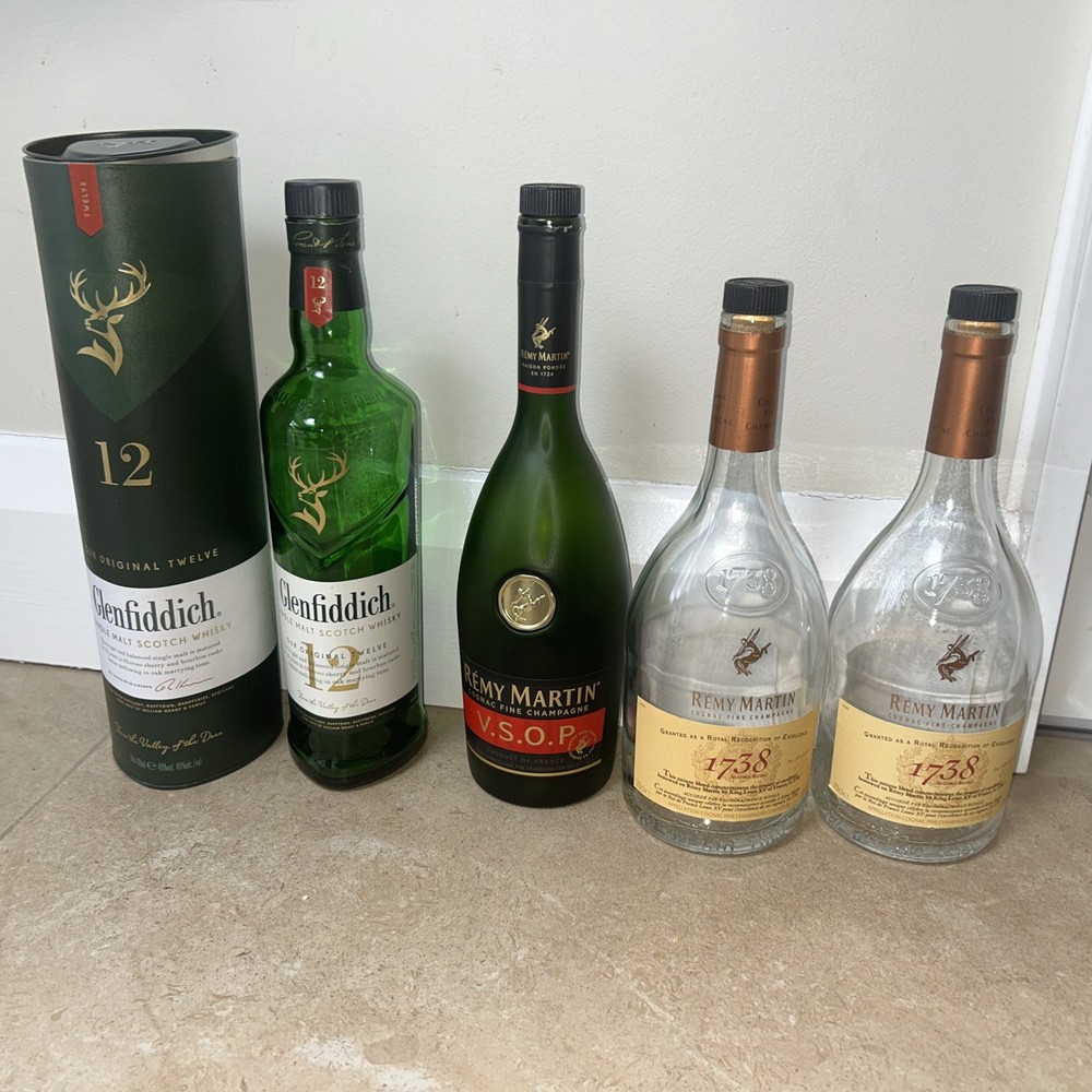 Empty Brandy & Whisky Bottles