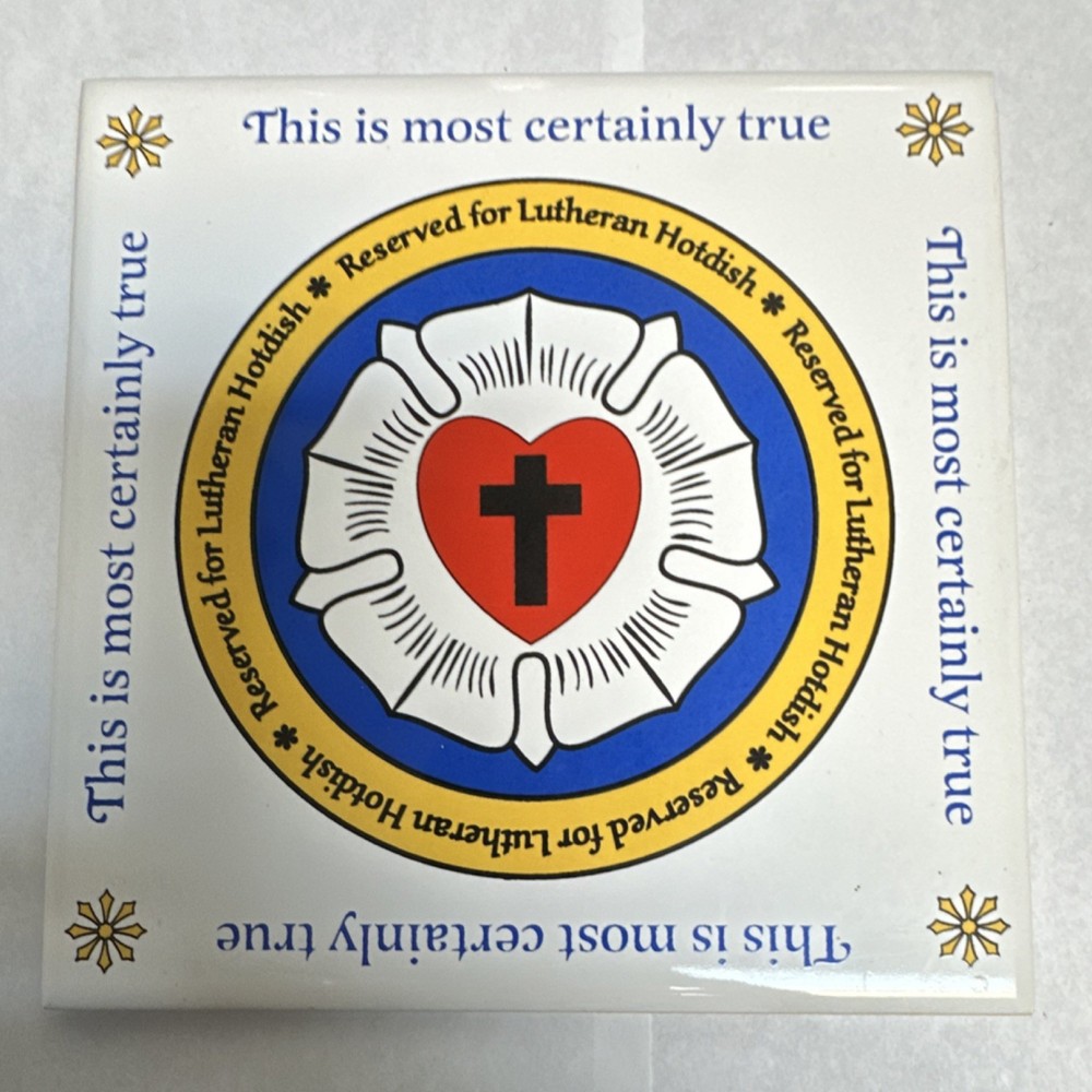 Reserved for Lutheran Hotdish Ceramic Tile with Cork Backing, Kitchen Decor