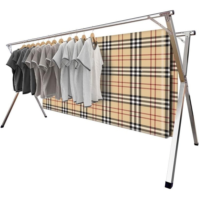 Adjustable Stainless Steel Folding Clothes Drying Rack Space Saver Laundry Stand