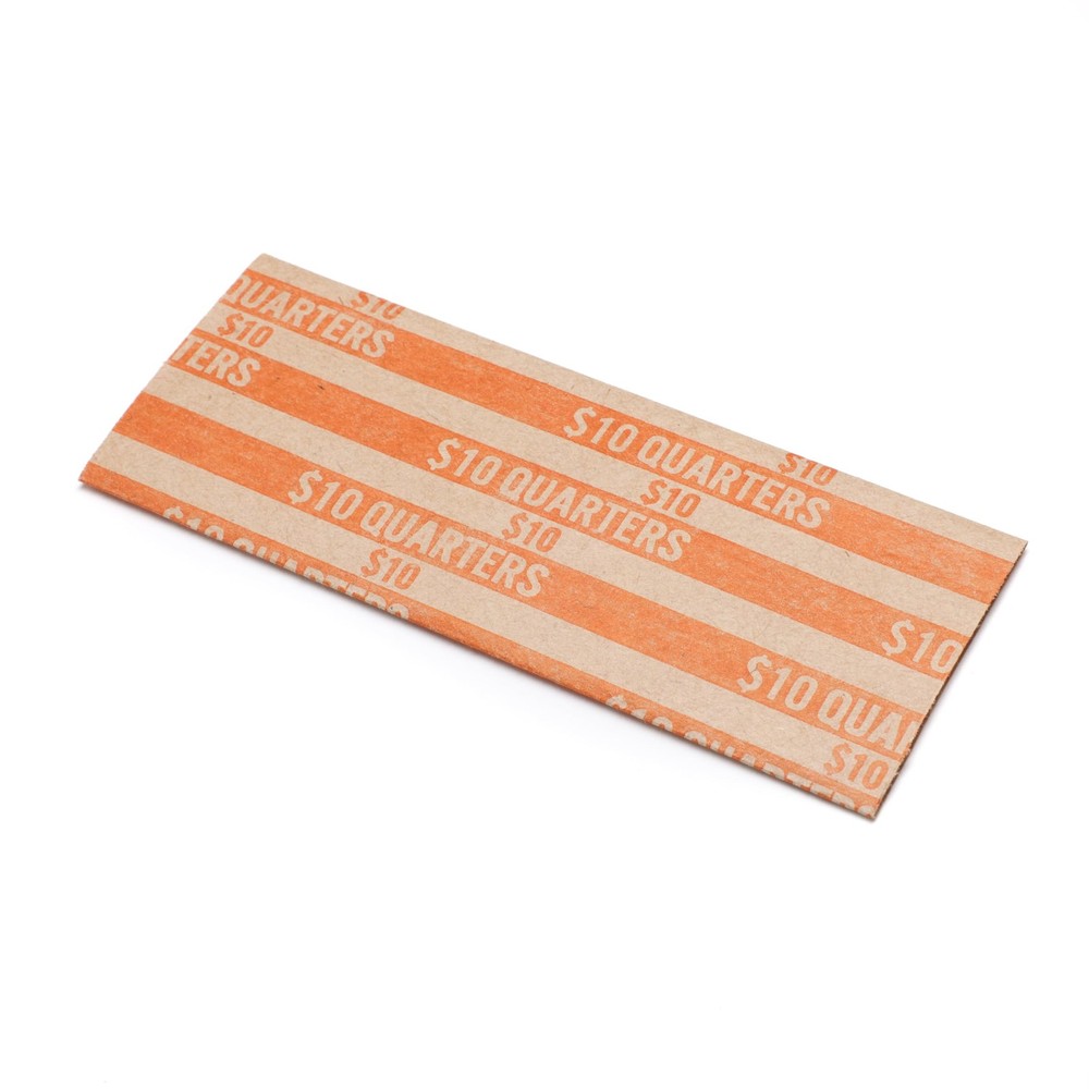 Flat Coin Wrapper, Quarter Rolls $10 Orange 250 pcs