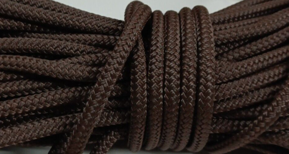 5/16 x 100 ft. Double Braid-Yacht Braid polyester rope. Brown