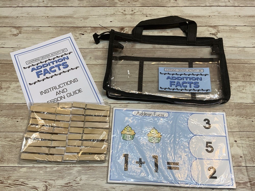 Learning Center Activity Set - Addition Facts - Clothespin Learning Center