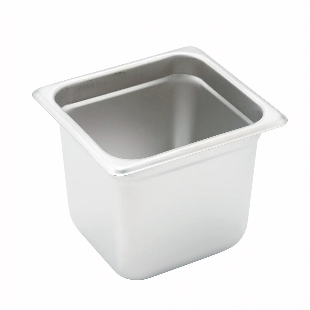 Winco SPJH-606 S/s Solid Steam Table Pan 1/6 Size Heavy Weight 6" Deep