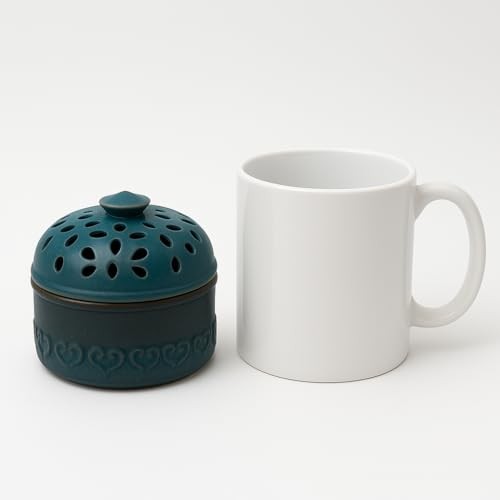 Peacock Blue Garlic Keeper for Counter Small, Ceramic Storage Jar & Garlic