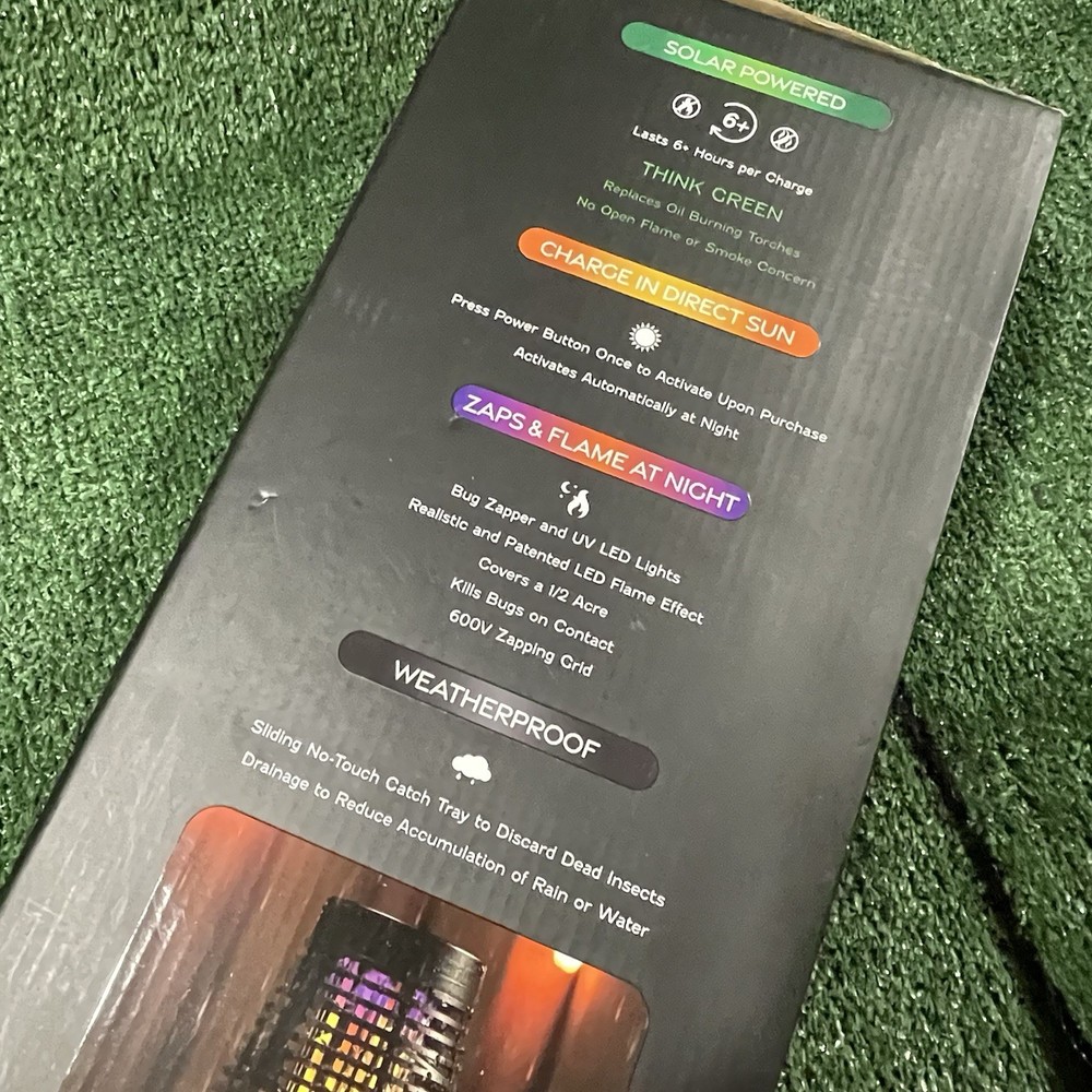 Insect Killer Torch, Solar Power Bug Zapper With Led Flame Effect New