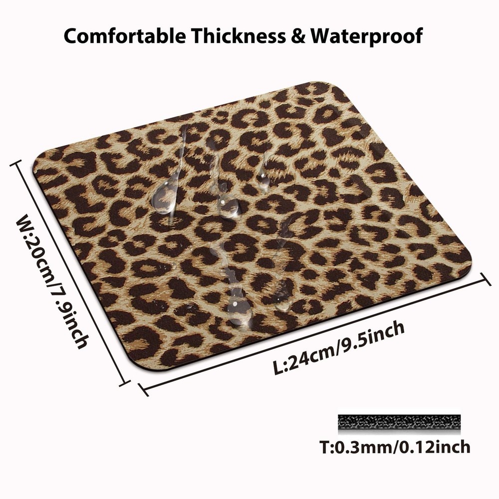 Retro Leopard Print Pattern Mouse Pad, Abstract Vintage Seamless Repeating De...