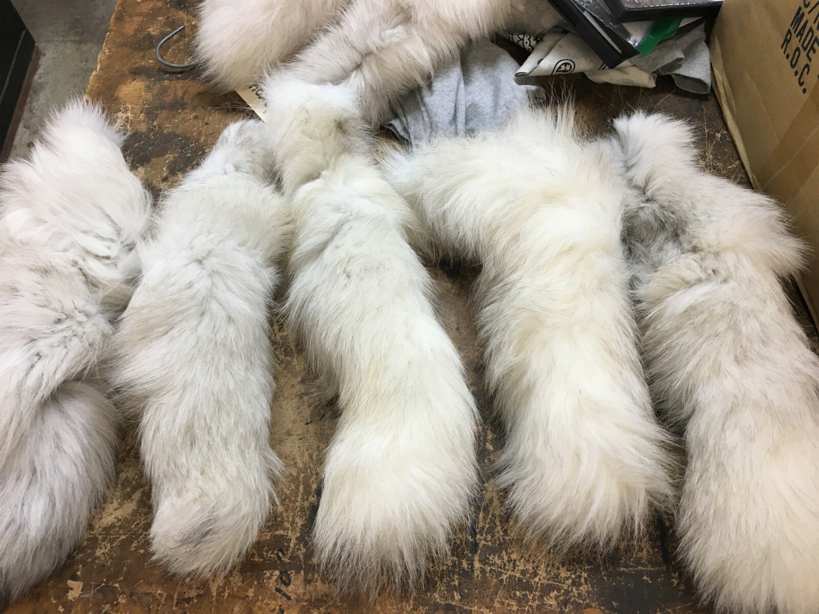 Shadow White Fox Tails, Select, 14-17", fur soft, silky tanned Shadowtail