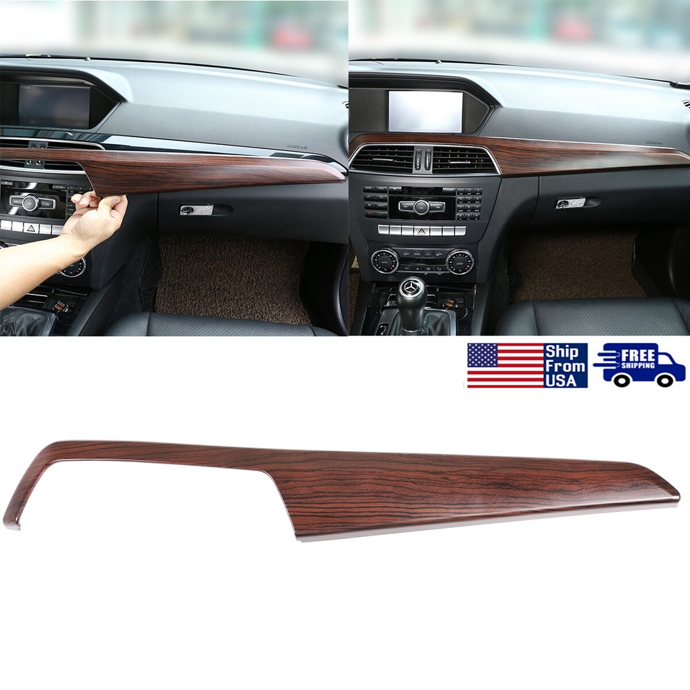 For Benz C-Class 2010-2013 Wood Grain Middle Console Dashboard Panel Trim