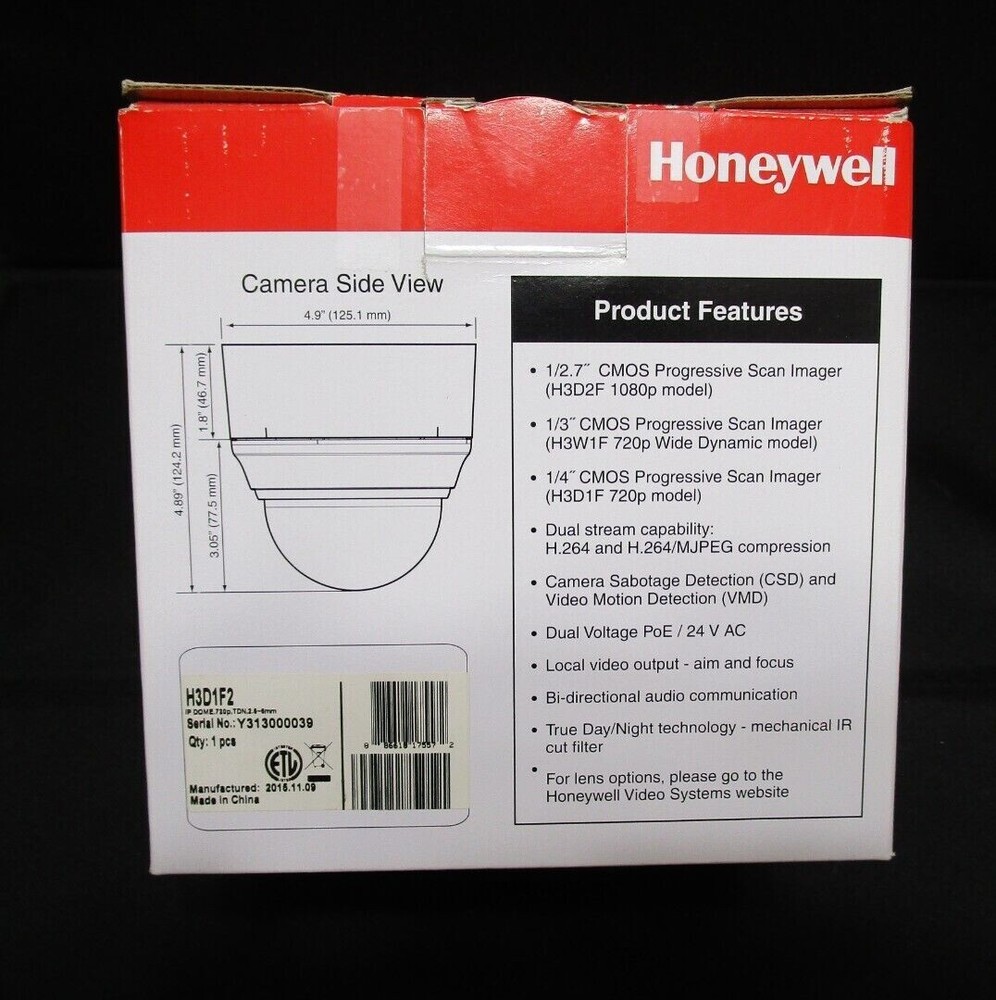 Honeywell H3D1F2 equIP Series High Resolution Camera