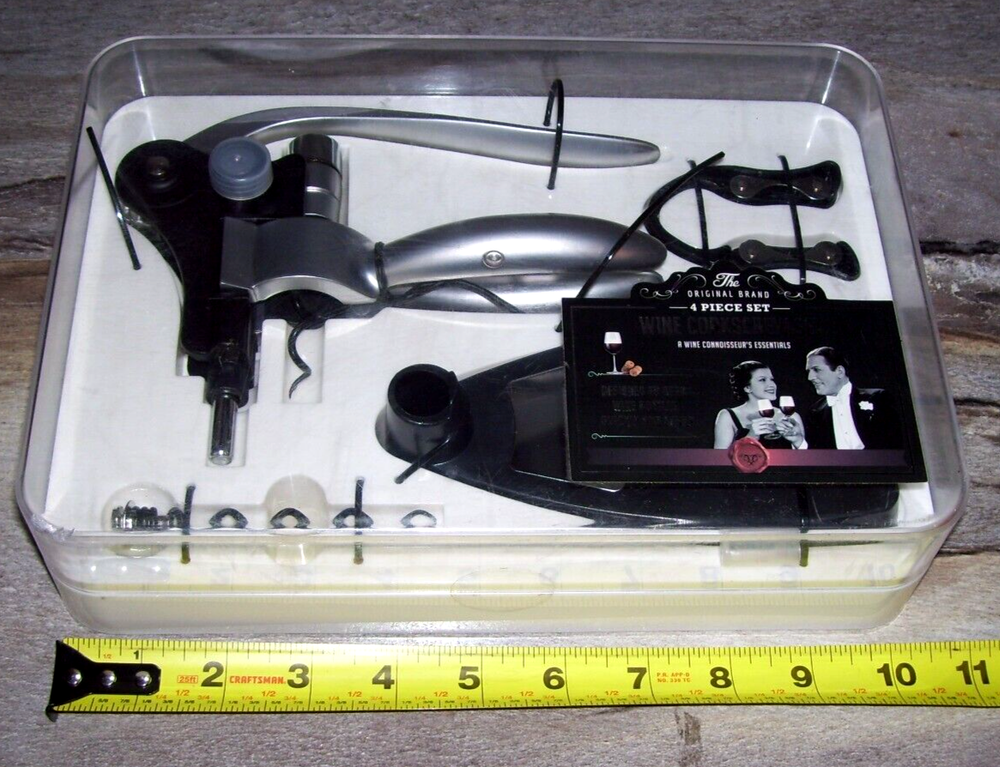Silver One International 4 Pc. Wine Corkscrew Set. Never Used.