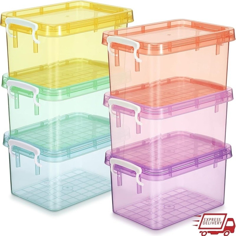 Stackable Clear Storage Bins Plastic Containers Toys Crafts Organization New