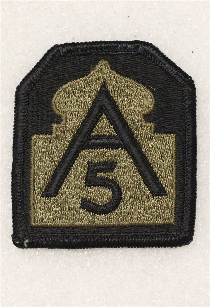 Army Patch: 5th Army - OD on black, merrowed edge