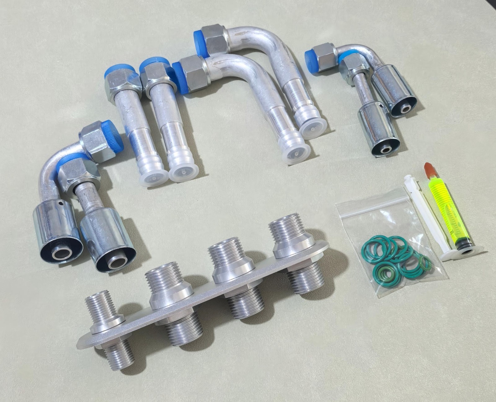 In-Line A/C & Heater Hose Firewall Bulkhead & Fitting O-ring Kit 4 Port Std