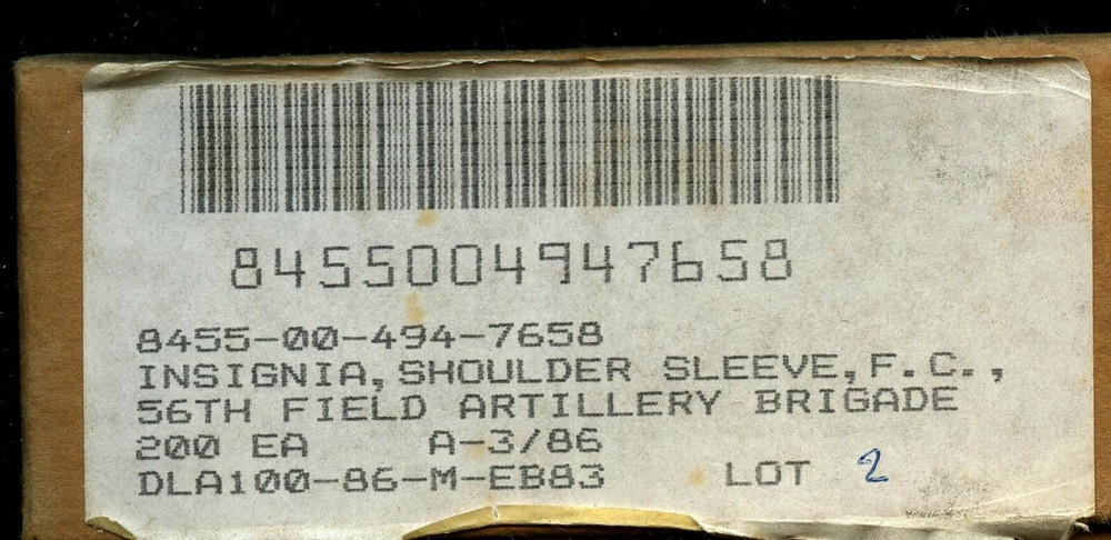 56th Field Artillery Brigade Patch and Pershing Tab US Army Surplus 1986