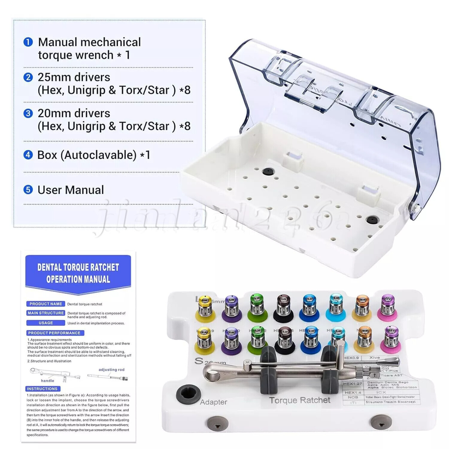 Universal Implant Prosthetic Kit Screwdriver Hex Driver Torque Wrench