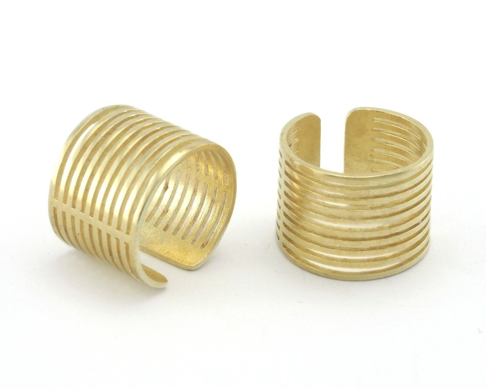 Statement ring lines Adjustable Ring Raw Brass (6US 9.5US inner size) 4292