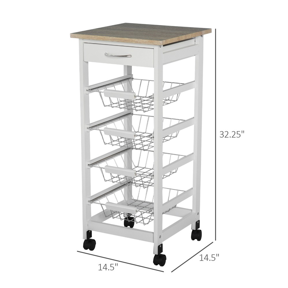Indoor Moving Kitchen Island w/ Ample Storage Space & Solid Structure, White