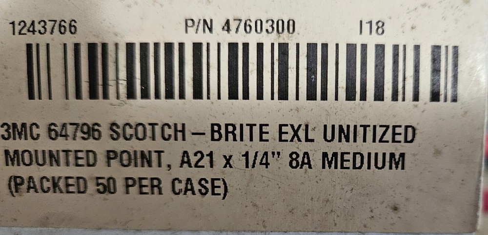 (5) 3M Scotch-Brite A21 Unitized ABRASIVE MOUNTED POINT, 8A , 64796, 1/4”