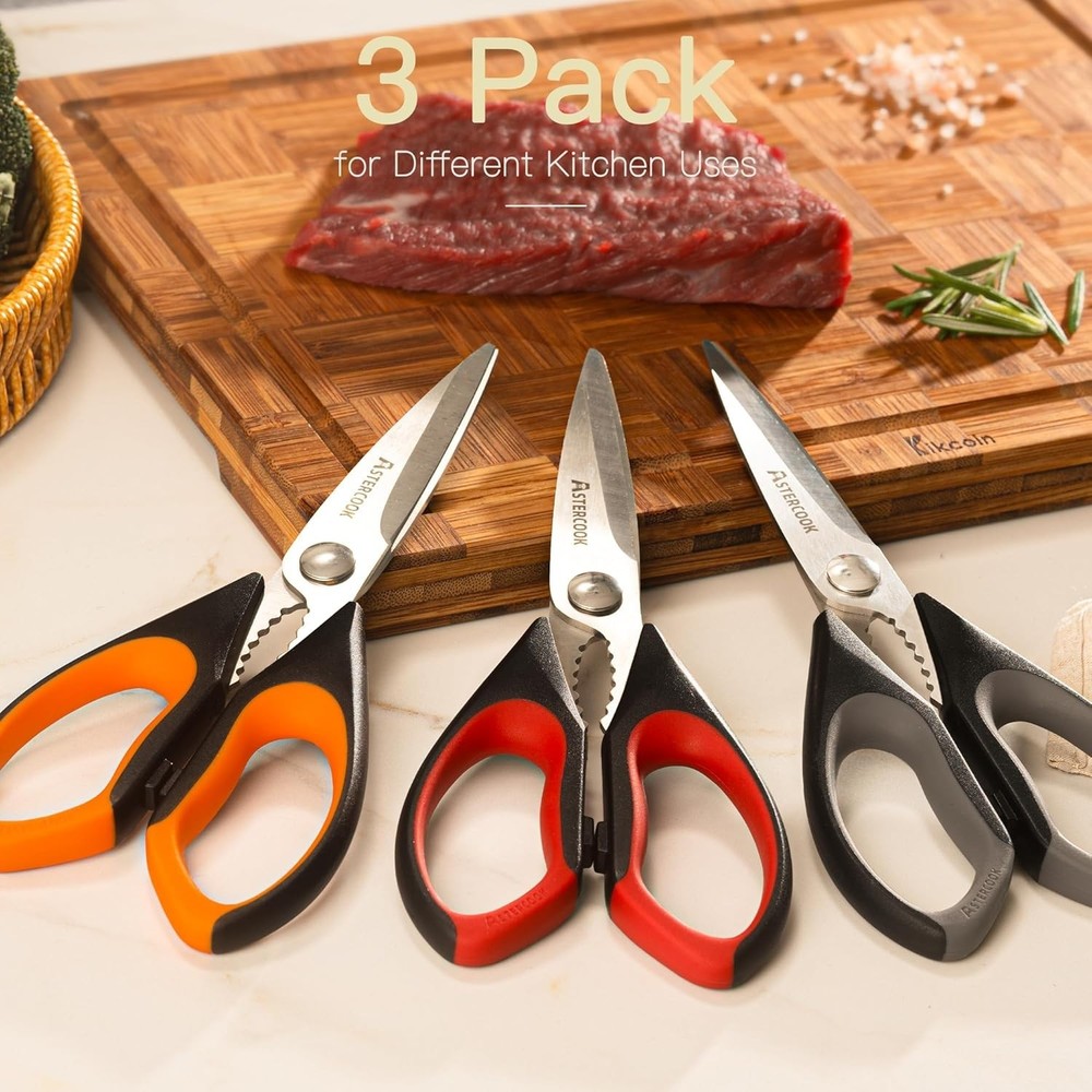 Kitchen Scissors All Purpose Heavy Duty,3 Pack Kitchen Shears Set,Stainless S...