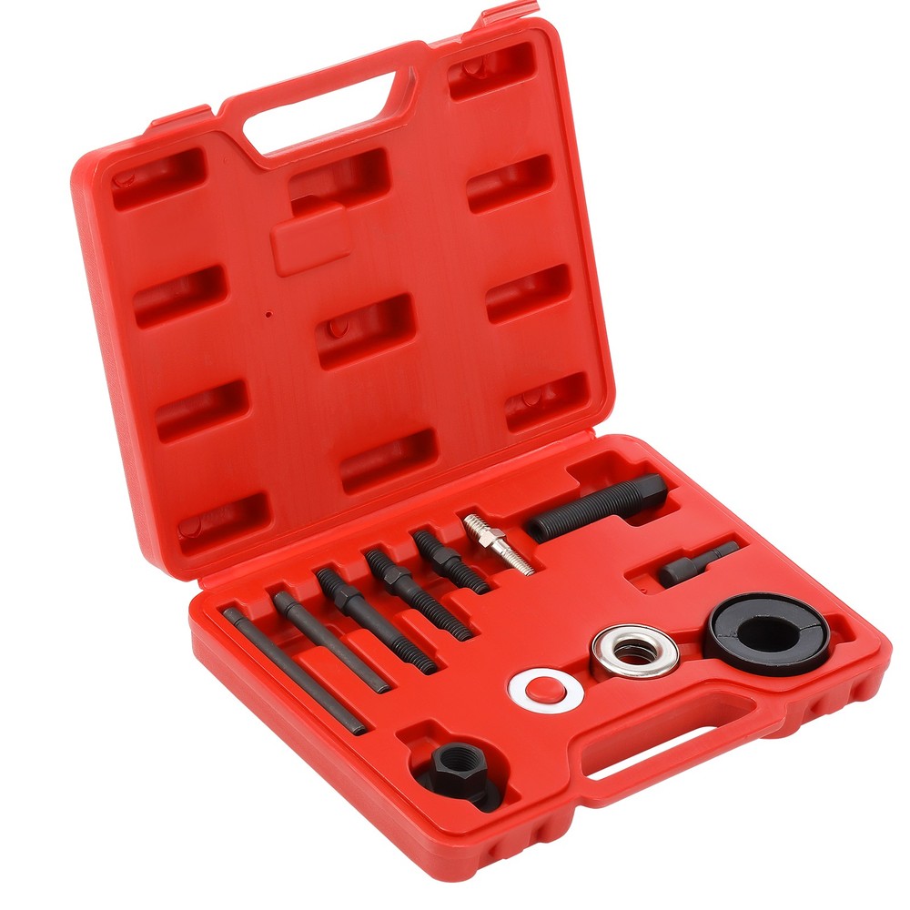 13pc Power Steering Pump Pulley Puller Remover & Alternator Installer Tool Kit .