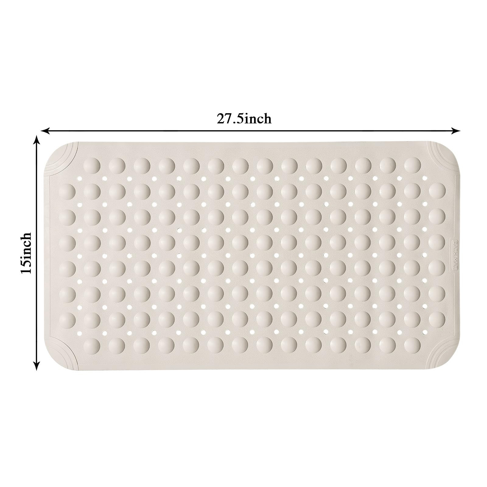Non Slip Shower Mats for inside Shower 15 X 27.5 Inch, TPE Bathtub Mat Non-Slip