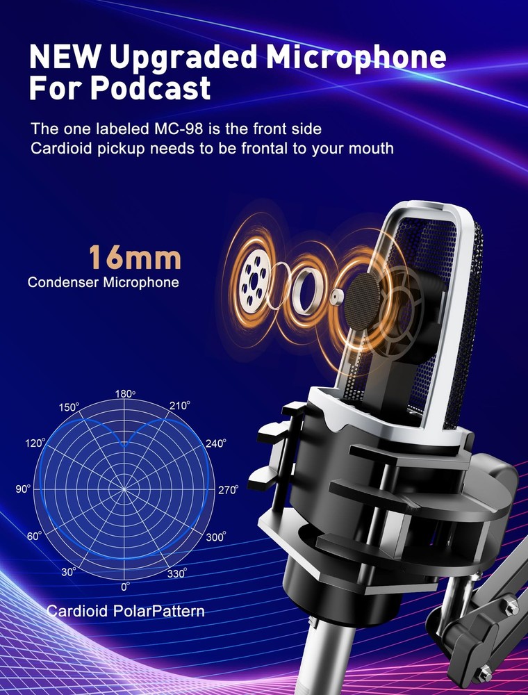Podcast Equipment Bundle,Audio Interface with Studio Condenser Microphone for...