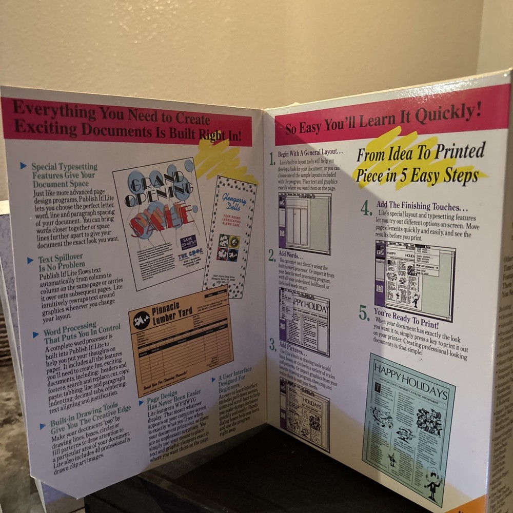 TIMEWORKS PUBLISH IT Lite 2 PC SOFTWARE Big Box Complete 1991 desktop vintage