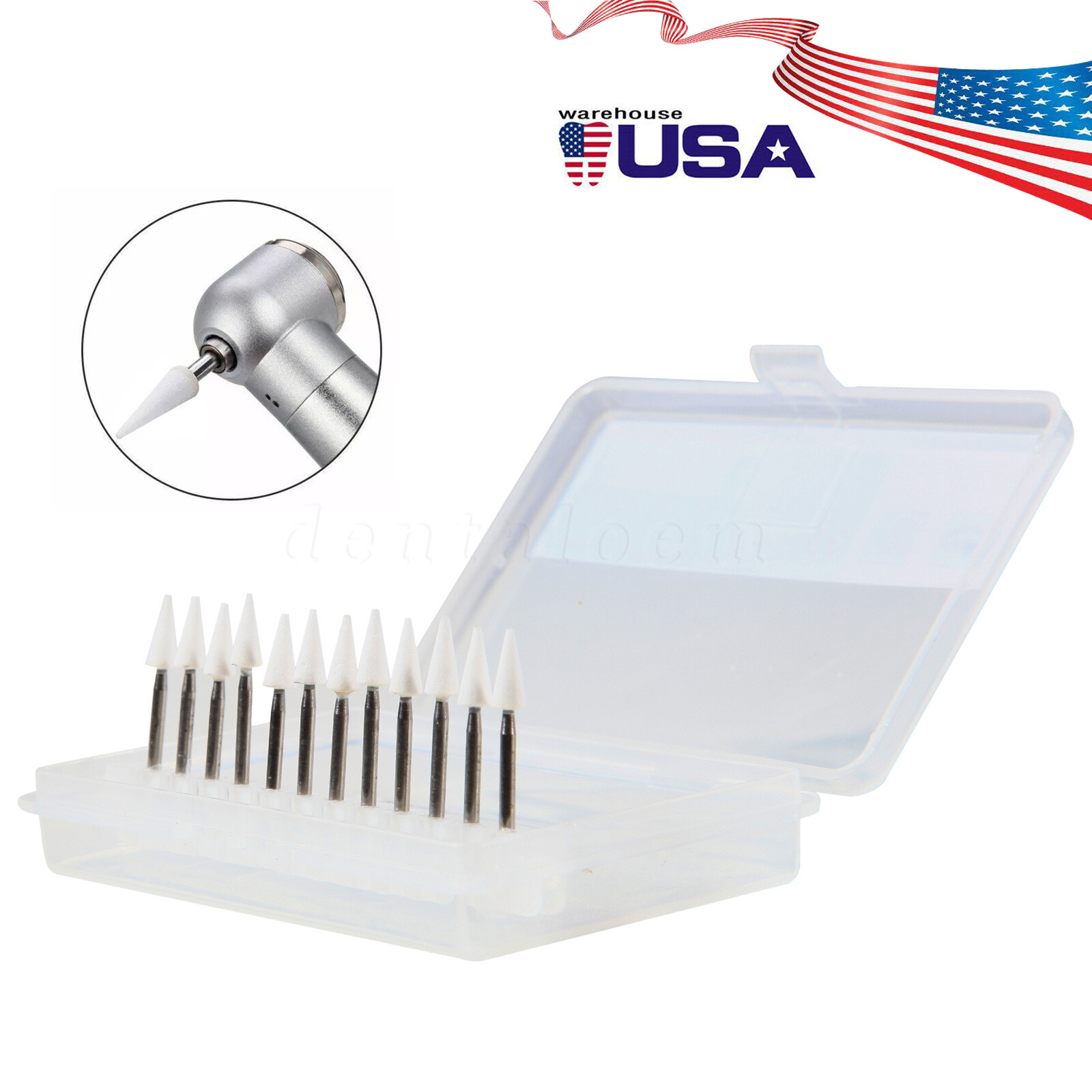 12 pcs Dental Polishing White Stone Polisher Bur FG Coarse/Fine For Finishing