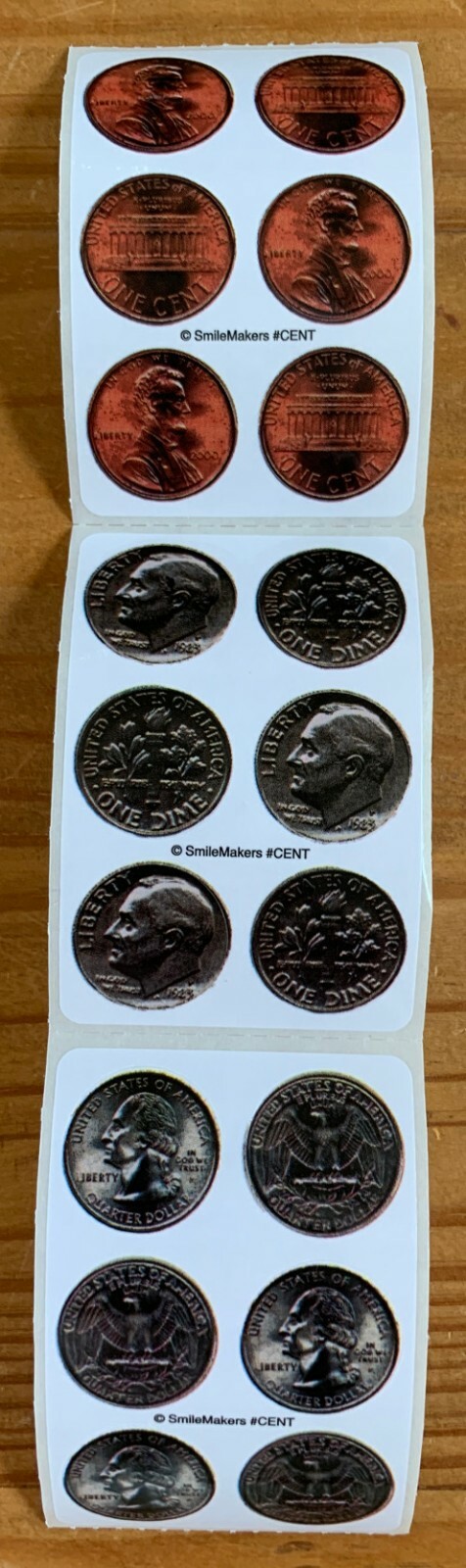 Money Coins USA Cents Quarter Dime Penny Nickel Fun 60 Mini Stickers!