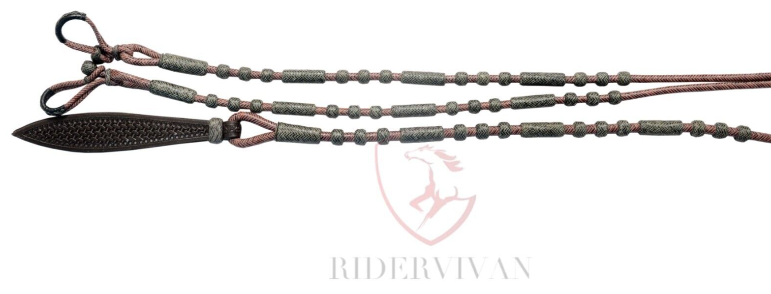 Romal Reins Chestnut Cherry,20 plait Romel Reins Oklahoma Style,55" Romal Reins,