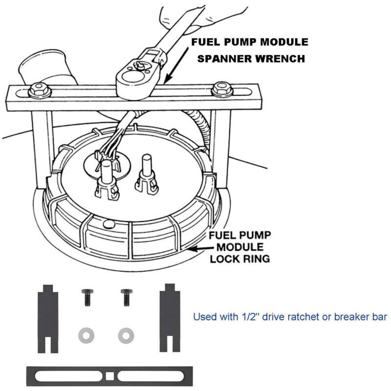 Fuel Pump Module Spanner Wrench Adjustable Tool from 3/8" - 1/2" For BMW VW Audi