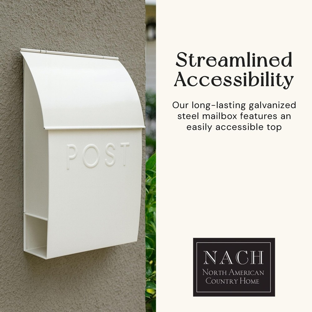 NACH Milano Pointed White Mailbox - Rustic Mailboxes for Outside with Newspaper