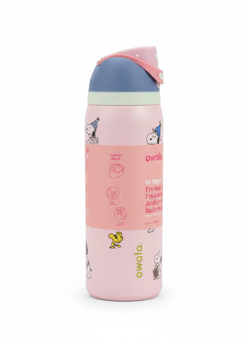 New Pink Snoopy Water Bottle Owala 32oz Stainless Steel Exclusive Edition
